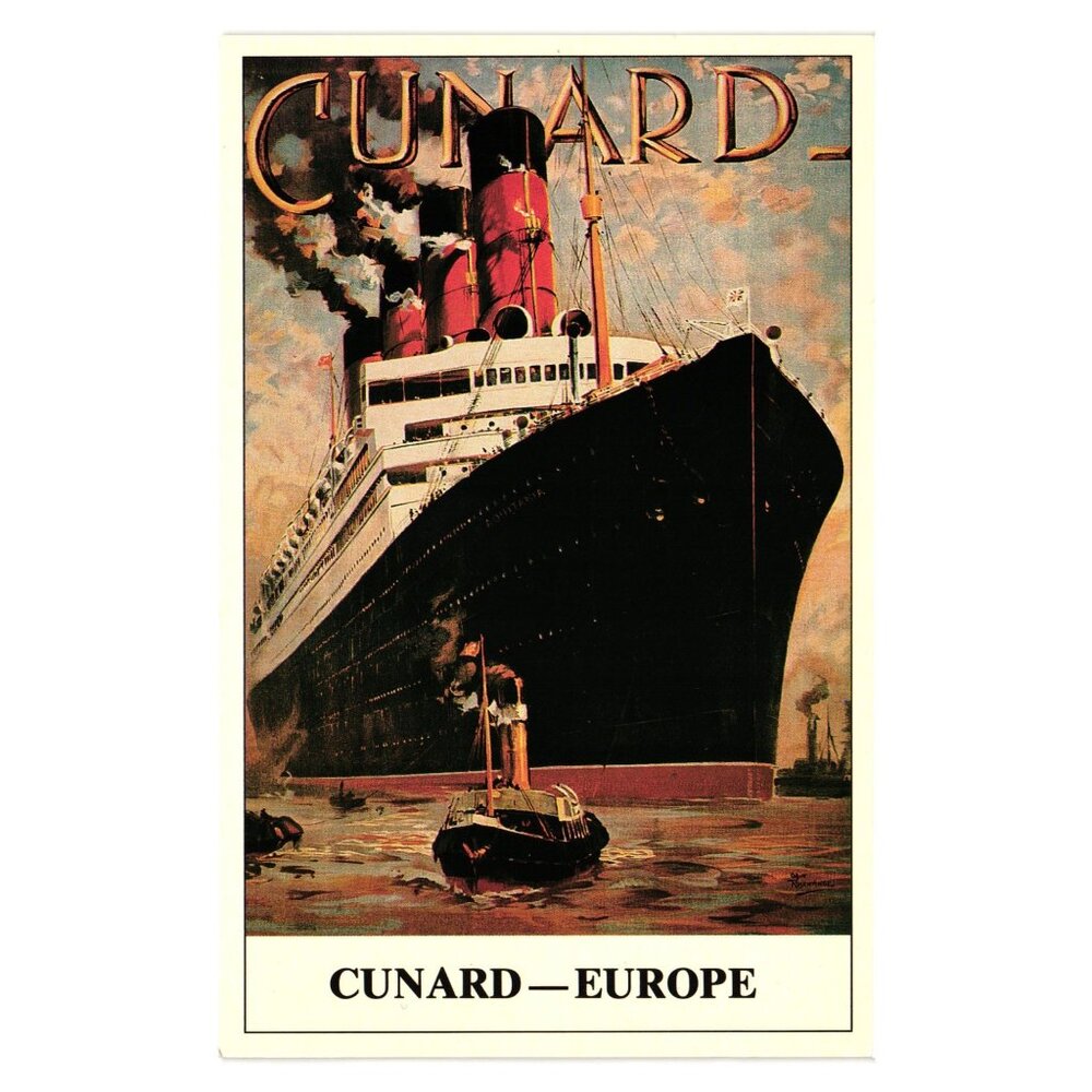 Cunard Europe Aquitania Marine Poster Odin Rosenvinge Print 1990 Cunard 1 of 23